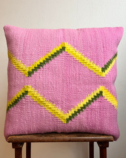 Handwoven wool cushion cover SERPIENTE ROSA