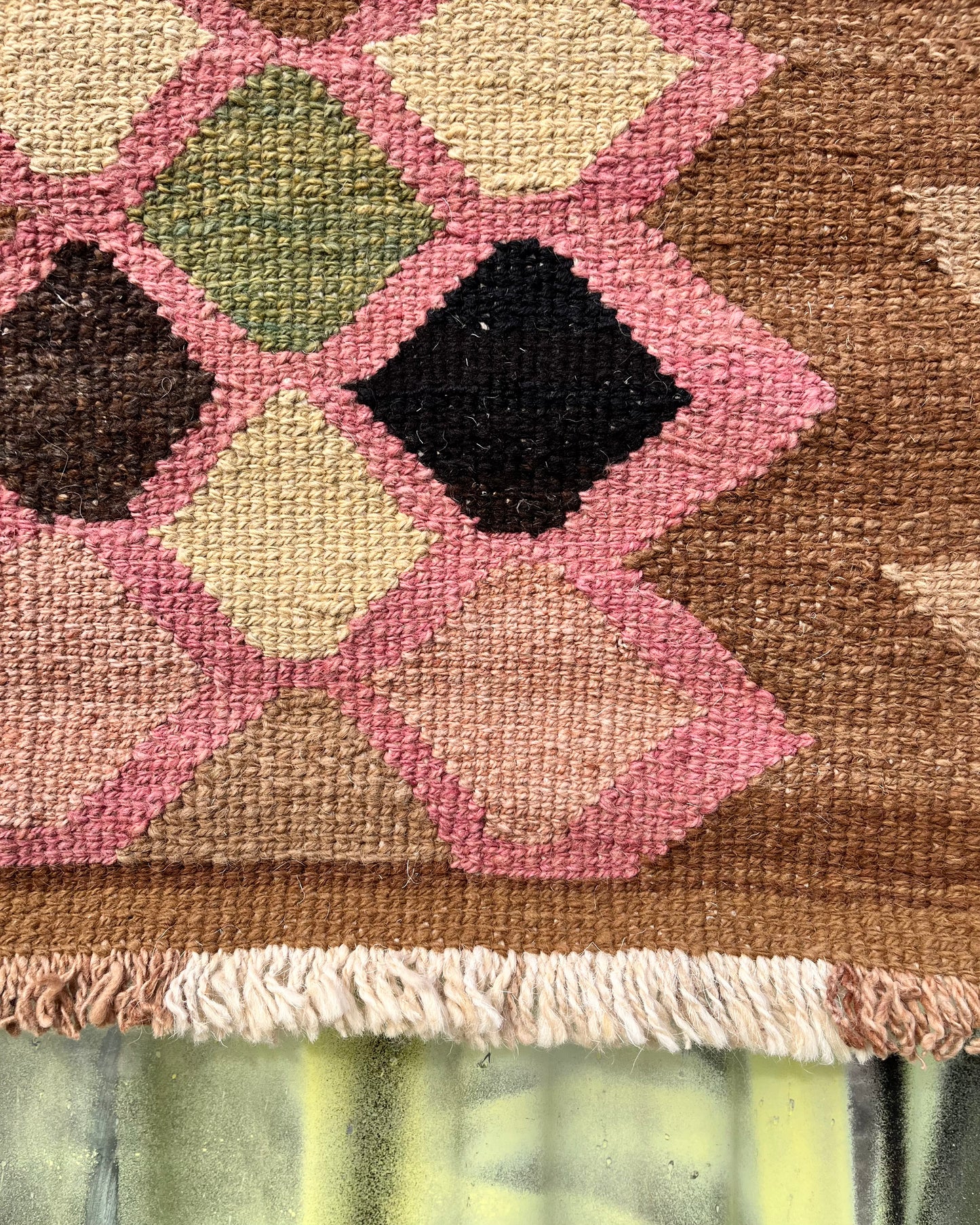 AZULEJOS handwoven wool rug made from 100% virgin wool, dyed with plants, sustainable and fair, 150x60 cm, made from indigenous women artisans in Argentina