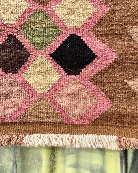 AZULEJOS handwoven wool rug made from 100% virgin wool, dyed with plants, sustainable and fair, 150x60 cm, made from indigenous women artisans in Argentina