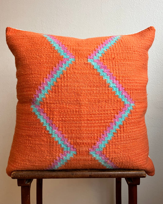 Handwoven wool cushion cover SERPIENTE NARANJA
