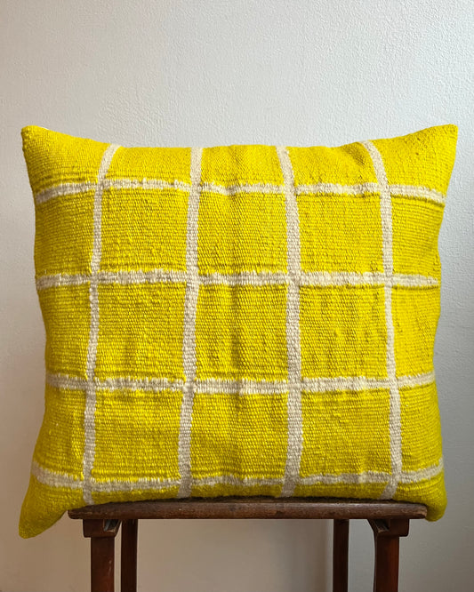 Handwoven wool cushion cover CUADRADOS LIMÓN