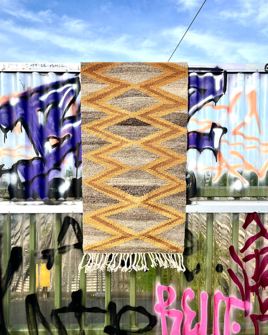 SERPIENTE handwoven wool rug made from 100% virgin wool, dyed with plants, sustainable and fair, 150x60 cm, made from indigenous women artisans in Argentina