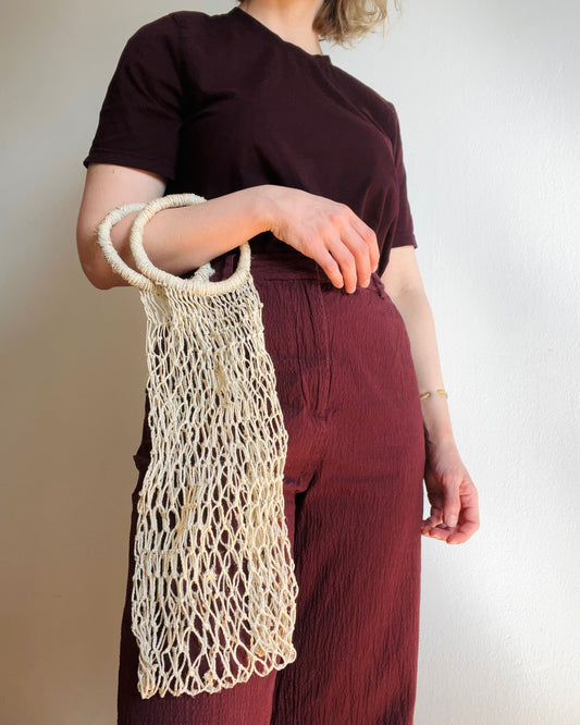 Bolsa de red de chaguar hecho a mano – Edición Anillo en blanco natural
