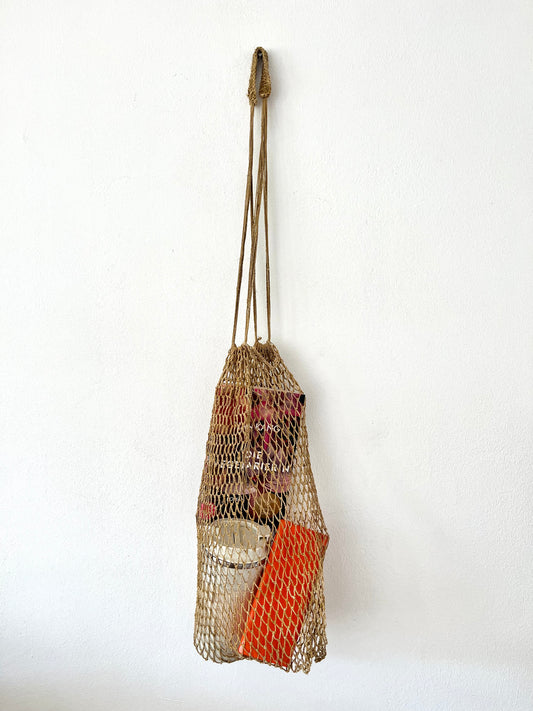 Bolsa de red de chaguar hecho a mano – color oro