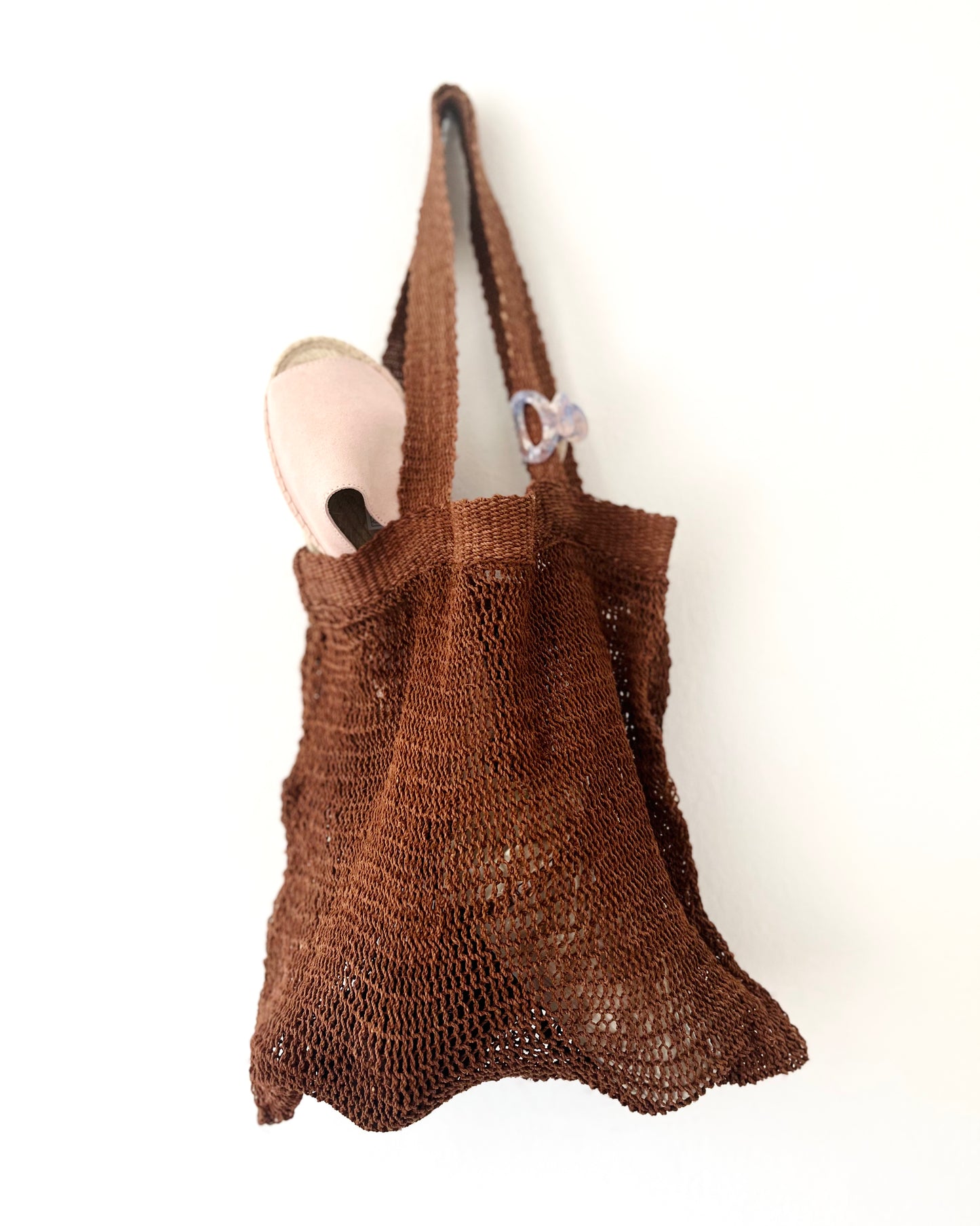 Handmade Chaguar (delicate) Mesh Tote - chocolate brown