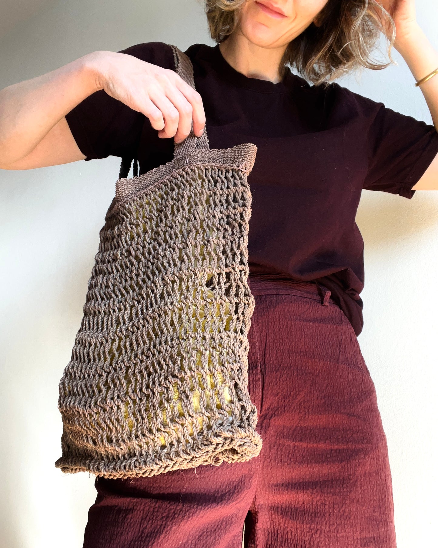 Handcrafted Chaguar Chunky Mesh Bag – Earthy Brown